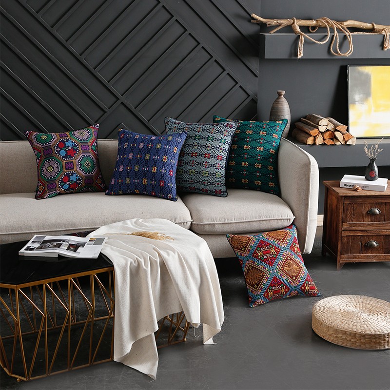 纯手工织锦方枕客厅沙发抱枕靠垫新中式复古家居装饰工艺品